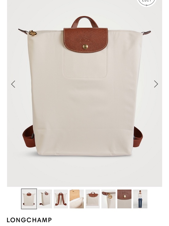 Longchamp Handbags - Longchamp Cream Backpack with Brown Trim